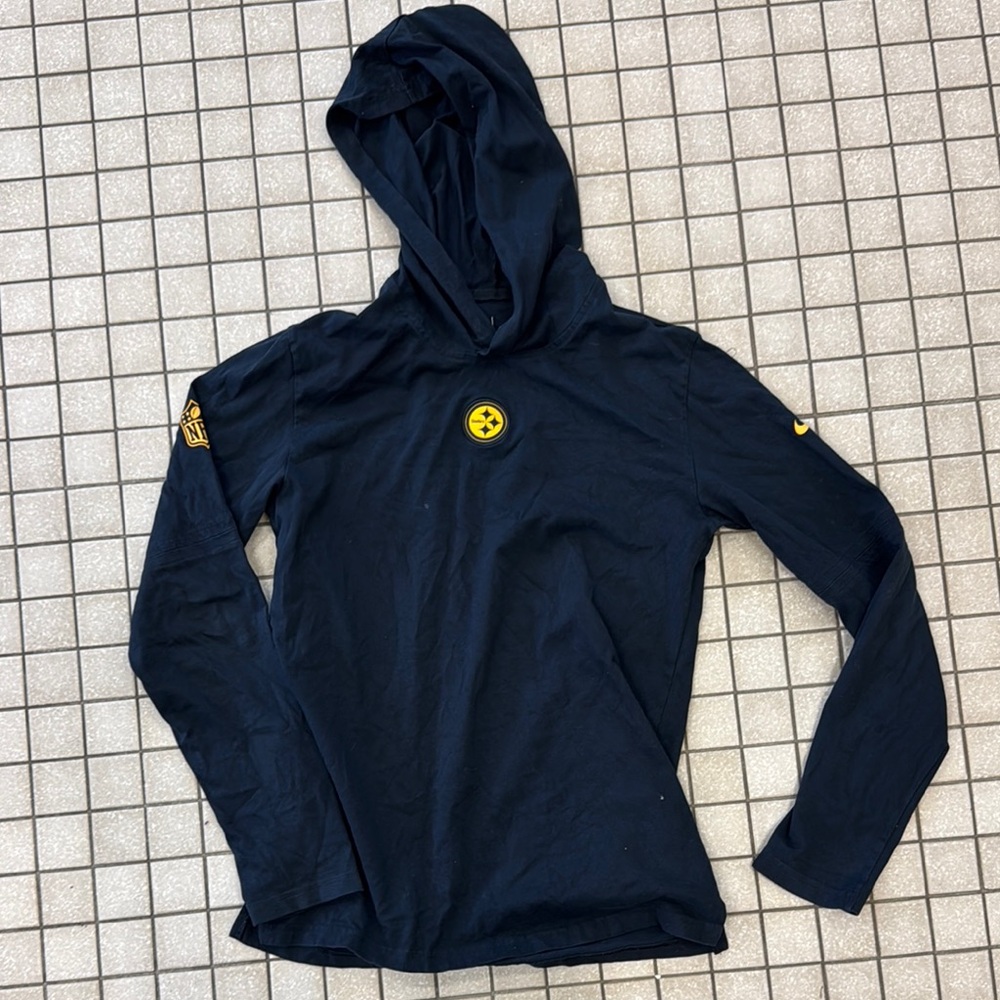 Youth Steelers long sleeve hooded tshirt